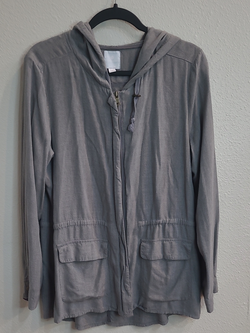 Sunday Lightweight Hooded Utility Jacket - Gray Natural Material Size Med
